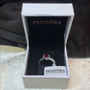 Brand New In Box Pandoras Elevated Red Heart Promise Ring in Sterling Silver